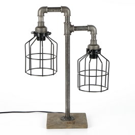 Opviq Lámpara de Mesa Industrial en Hierro Negro